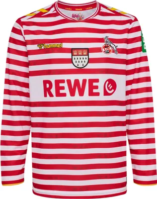 A long-sleeved jersey with red and white horizontal stripes.