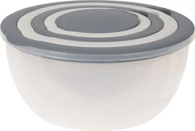 Image de Ensemble de 5 bols Excellent Houseware, en polypropylène, 0,4/0,8/1,5/2,5/4,4 l, blanc/gris