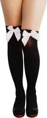 Produktbild von Oblique Unique Overknee Strümpfe Schleifen halterlos y Strumpfhose - schwarz weiß