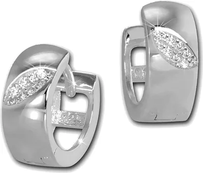 Image de SilberDream Créoles 13mm argent 925 blanc zirconium feuille boucles d'oreilles SDO4268W
