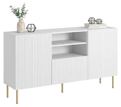 Produktbild von Dmora Sideboard Stornara 150x42x82h cm Weiß, 4 Regale, eine Schublade