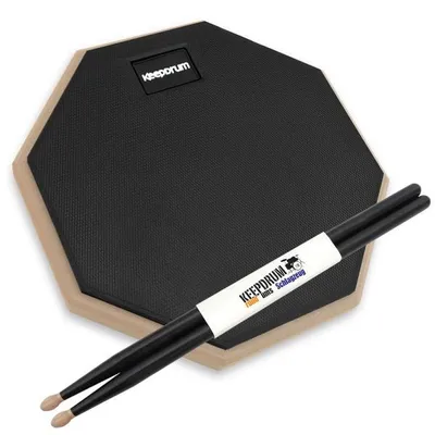 Image de keepdrum pad d'entraînement DP-BK8 noir 8 pouces avec baguettes 5BB 1 paire