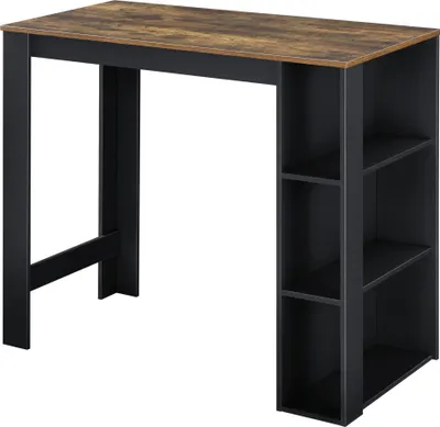 Produktbild von Bartisch 'Danderyd' Bartheke 120 x 60 x 106 cm mit 3 Ablagefächern Schwarz/Eiche, dunkel