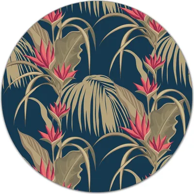 Produktbild von Glas Schneidebrett Herdabdeckplatten Schneideplatten Rund - 40 cm - Exotische Blumen