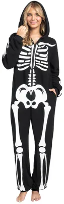 Produktbild von Spooktacular Creations Skelett-Kostüme für Erwachsene, Skelett-Overall, Reißverschluss, Kapuzenanzug, Halloween-Kostüm