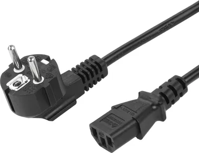 Produktbild von TPFNet Netzkabel Kaltgerätekabel, Schukostecker abgewinkelt an Kaltgerätebuchse, schwarz, 1,8m