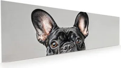 Produktbild von Glasbild 120x40cm in XXL für Wohnzimmer, Schlafzimmer Motiv Französische Bulldogge