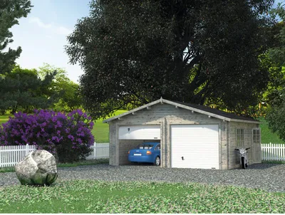 Produktbild von Doppelgarage Palmako Roger 28,4 m² mit Sektionaltoren 575 x 510 cm tauchgrundiert grau