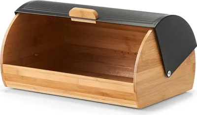 Produktbild von Zeller Present Brotkasten Bamboo/Metall 39x27x19cm, Rund, Schwarz, Holz, Metall, Holz, 390 mm, 270 mm, 190 mm