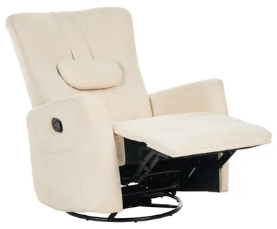Produktbild von BELIANI Relaxsessel Hellbeige aus Chenille Manuell Verstellbar mit Schaukelfunktion Drehfunktion Fußstütze Modernes Design Fernsehsessel Wohnzimmer