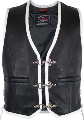 Produktbild von Lederweste Bikerweste Rockerweste Kutte Clubweste Schwarz Weiß Lederkutte Rock(3XL)