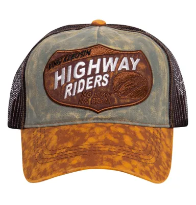 Produktbild von King Kerosin Trucker Cap Used Look Highway Riders green/brown