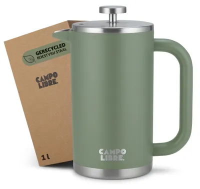 French Press doppelwandig 1000 ml Grün – Kaffeepresse aus Edelstahl
