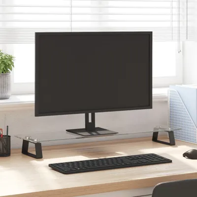 Produktbild von （Robust Möbel）Bildschirmständer/Monitorständer - Modernes Notebookständer - Schwarz 80x20x8cm Hartglas und Metall NEU921870 - Computertische