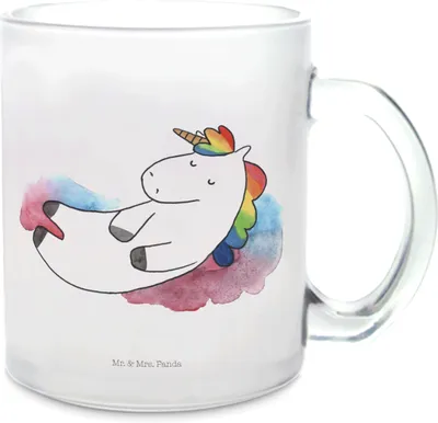 Produktbild von Mr. & Mrs. Panda Trinkglas Einhorn Wolke 7 - Transparent - Geschenk, Witzig, Unicorn, Tee Tasse, Einhörner, Glasbecher, Menschen, Haferl, Pott, Teetasse