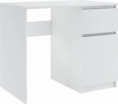 Produktbild von FURNIFY® Computertisch 90 cm HERMES mit 1 Schublade & 1 Tür | Rechtsseitiger Schreibtisch | Weiß