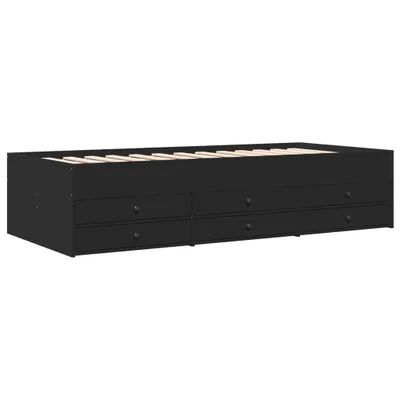 Image de Lit de jour avec tiroirs sans matelas noir 75x190 cm