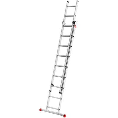 Produktbild von Hailo S80 ProfiStep Duo Alu-Schiebeleiter - 2 x 9 Sprossen belastbar bis 150 kg - Leiternteile einzeln verwendbar - sprossenweise höhenverstellbar - Aluleiter  Germany - rostfrei - Silber