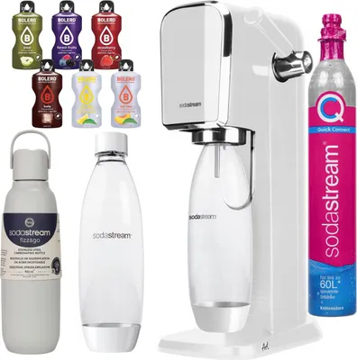 Produktbild von Sodastream Wassersprudler Art Weiß + Thermosflasche Fizz&Go 900 ml, Beige + 6 Getränke