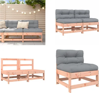 Produktbild von vidaXL Mittelsofas mit Kissen 2 Stk. Massivholz Douglasie - Mittelsofa - Mittelsofas - Gartensofa - Outdoor Sofa