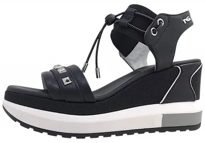 Immagine prodotto di Scarpe da donna Nero Giardini, sandali con zeppa, colore nero, ideali per il tempo libero
