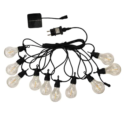 Image de Guirlande lumineuse extérieu 10 globes transparents LED blanc chaud PARTY CLEAR HYBRID 7.50m solaire et sur secteur