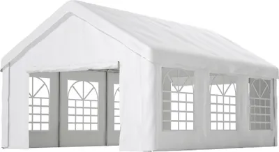 Produktbild von Auto-Zeltgarage 4x6m – Mit separaten Rolltoren vorne und hinten, verstärkte, wetterfeste Konstruktion – Abnehmbares Dach und Seitenwände