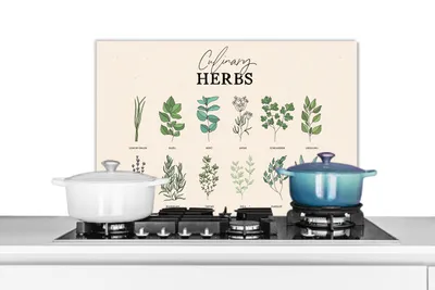 Produktbild von KitchenYeah®  Spritzschutz Küche - Küchenrückwand - Wandschutz für Herd und Spüle - Pflanzen - Kräuter - Lebensmittel 60x40 - Alu-Dibond (Alternative zum Spritzschutz aus Glas) - Hitzebeständig - Herd