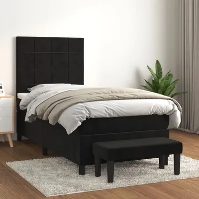 Obrázek produktu pro vidaXL Boxspring postel s matrací černá 90x190 cm samet - Boxspring postel - Boxspringbetten - Bett - Schlafzimmermöbel