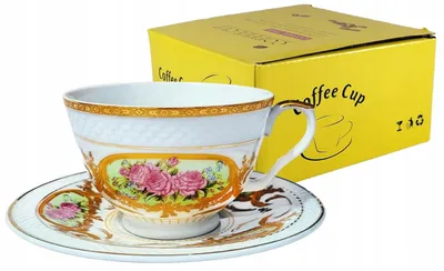 Productafbeelding van CUP 230ml Bloemen Goudrand Dunne Porseleinen Bloemen Yamasen Vintage