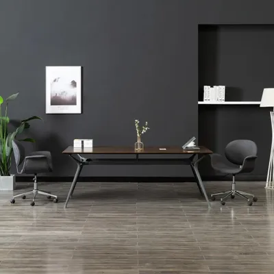 Image de The Living Store Chaise de bureau Pivotante Gris Tissu