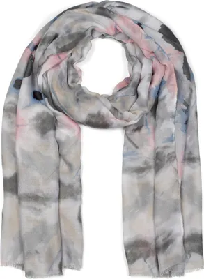 Produktbild von styleBREAKER Damen Schal mit buntem Batik Blumen Muster und kurzen Fransen, leichtes Tuch, Stola 01016212