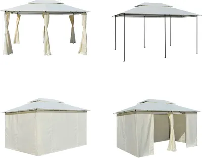 Immagine prodotto di vidaXL Gazebo da giardino con tende 4x3 m Bianco - Gazebo da giardino - Gazebo da giardino - Gazebo da giardino - Gazebo da esterno