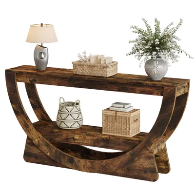 Produktbild von Tribesigns 160 cm Konsolentisch, 2-stöckiger Flurtisch mit Ablageflächen, Langer Sofatisch hinter dem Sofa für Flur, Wohnzimmer, Eingang, Foyer