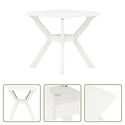 Image de The Living Store Table de bistrot blanche 70x70x72 cm plastique