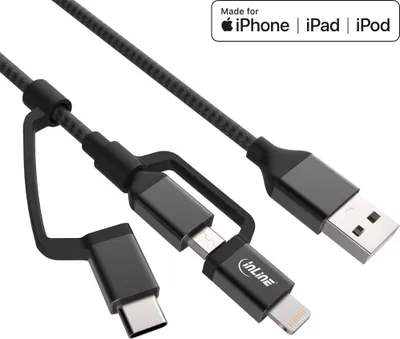 Obrázok produktu pre InLine 31415S, 1,5 m, USB A, Micro-USB B, Samec, Samec, Čierna