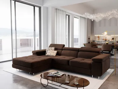 Produktbild von Masseno Ecksofa ELMA L-S mit Schlaffunktion L-Form, Sofa mit Bettkasten, Wohnzimmersofa, Couch, Soffa, Bettsofa, Couchgarnitur- Braun, MONOLITH 29