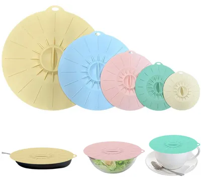 5 Silikondeckel, bunt, 10-30 cm, wiederverwendbar, BPA-frei
