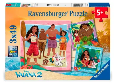 Productafbeelding van Ravensburger kinderpuzzel 12004102 - Vaiana 2 - Op naar nieuwe avonturen - Puzzel voor kinderen vanaf 5 jaar, 3 sets van 49 stukjes