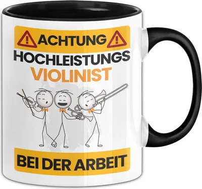 Produktbild von Violinist Tasse Geschenk Lustiger Spruch Geschenkidee für Violinist Achtung Hochleistungs Violinist Bei Der Arbeit (Schwarz)