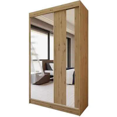 Image de BEAUTYSOFA armoire à portes coulissantes GAJA 120 cm - armoire moderne à deux portes avec miroir (Artisan)