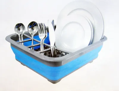 Produktbild von ABTROPFGITTER faltbar 36x31cm Blau Abtropfgestell Abtropfständer Camping 01h