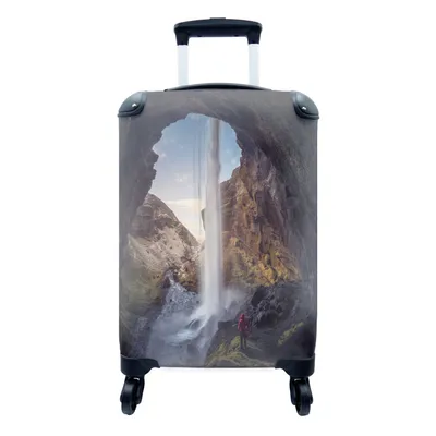 Produktbild von MuchoWow® Koffer Handgepäck Trolley Rollkoffer Kleine Reisekoffer mit 4 Rollen - Wasserfall - Höhle - Felsen - Cabin Size < 55x40x23 cm & 55x40x20 cm - Fotokoffer - Kabinenkoffer - Boardgepäck - Reise-Box - Reisekoffer - Reisegepäck - Koffer mit Bild - Trolley für Kinder
