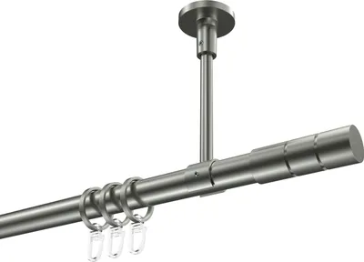 Produktbild von Interdeco Gardinenstange / Vorhangstange Edelstahl-Optik, Typ Sonette Elanto (Rillenzylinder) Deckenmontage, 20 mm Ø 1-läufig, 360 cm