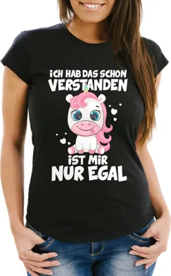 Produktbild von Damen T-Shirt Einhorn Ich hab das schon verstanden es ist mir nur egal Frauen Fun-Shirt lustige Sprüche Moonworks® schwarz L