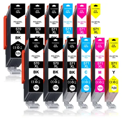 Produktbild von 12er Pack Druckerpatronen PGI-570 CLI-571 kompatibel mit Canon Pixma TS5053