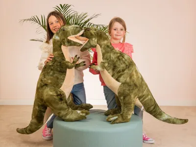 Produktbild von Teddy Hermann Dinosaurier T-Rex 80 cm stehend grün/beige Plüschtier