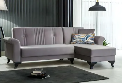 Produktbild von Ecksofa L-Form Stoffsofa Sofa Couch Grau Polstersofa Klappsofa Bettfunktion