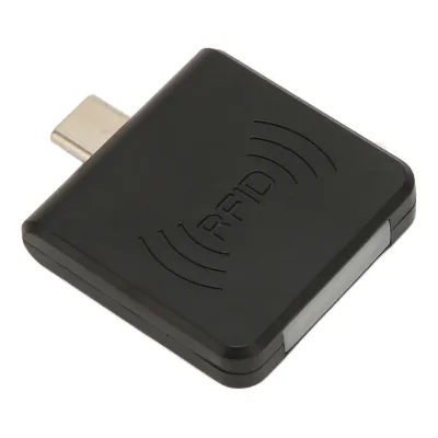 Image de Lecteur de carte d'identité RFID pour téléphone portable Interface Type C 125Khz Lecteur de carte à puce portable Noir