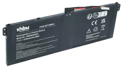 Produktbild von vhbw Akku kompatibel mit Acer Aspire 3 A315-21-66N1, A315-21-67U4, A315-21-66HG, A315-21-69N7, A315-21-9188 Notebook (4750 mAh, 7,7 V, Li-Polymer)
